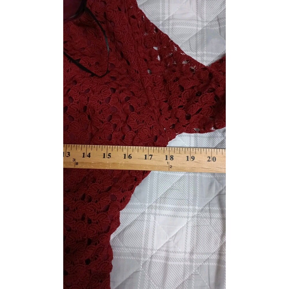Women's Rabbit Rabbit Rabbit Designs Red Lace Eyelet Dress Sz 16 Modest Y2K - Picture 6 of 7